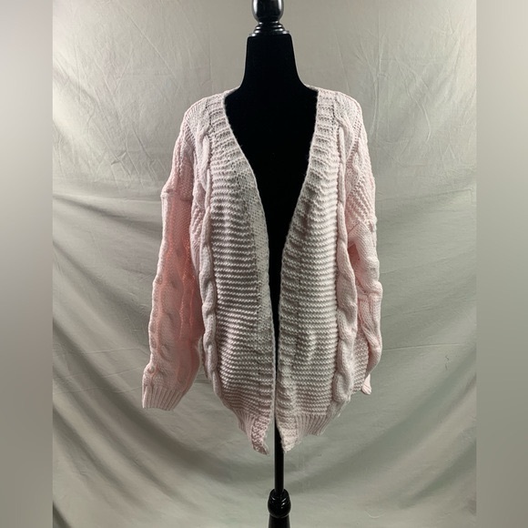 Pink Cable Knit Drop Shoulder Duster Cardigan - Picture 5 of 9